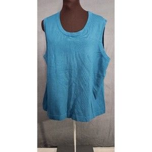 NWT‎ Charter Club Teal Blue Shell Tank Knit Top Women’s Sz 3X Rayon Nylon Blend